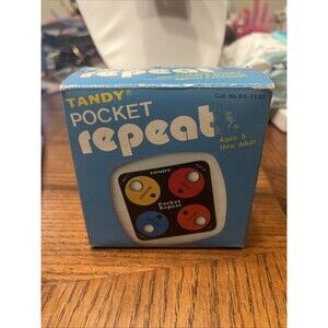 Vintage Tandy Pocket Repeat Handheld Electronic Game Box Manual Tested Working!